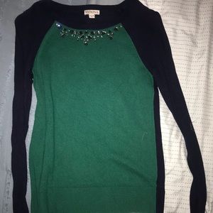 Navy and green sweater